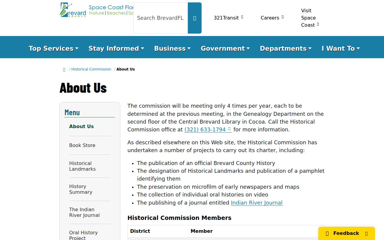 Palm Bay city directory fallback at the Brevard Historical Commission