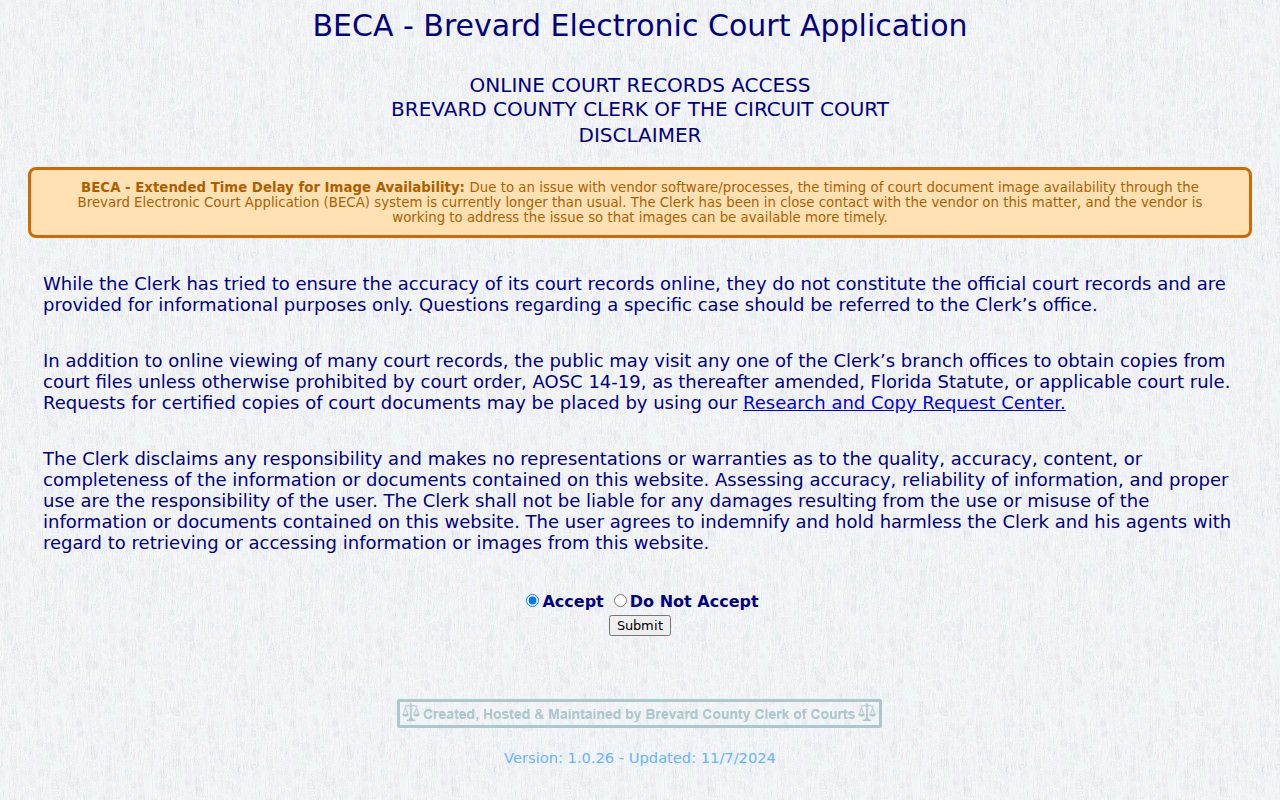 Palm Bay resident lookup through Brevard court case search