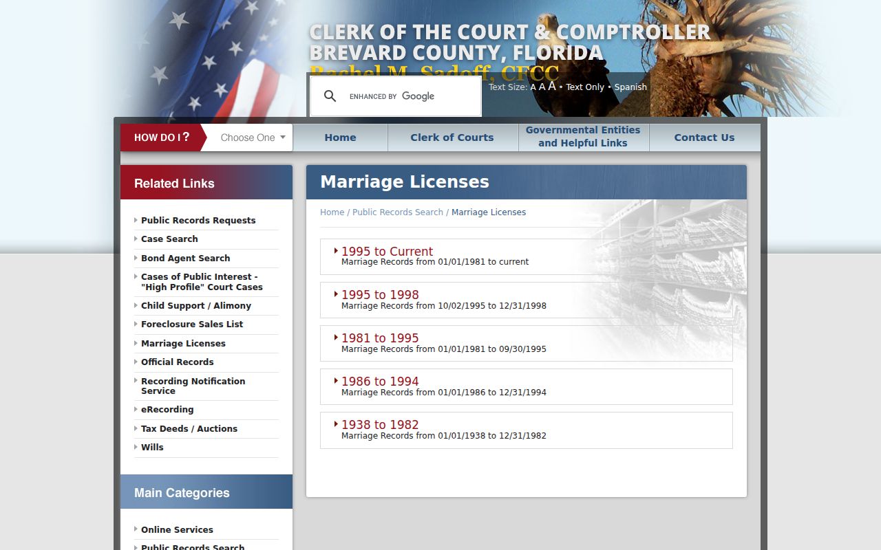 Palm Bay resident lookup using Brevard marriage licenses