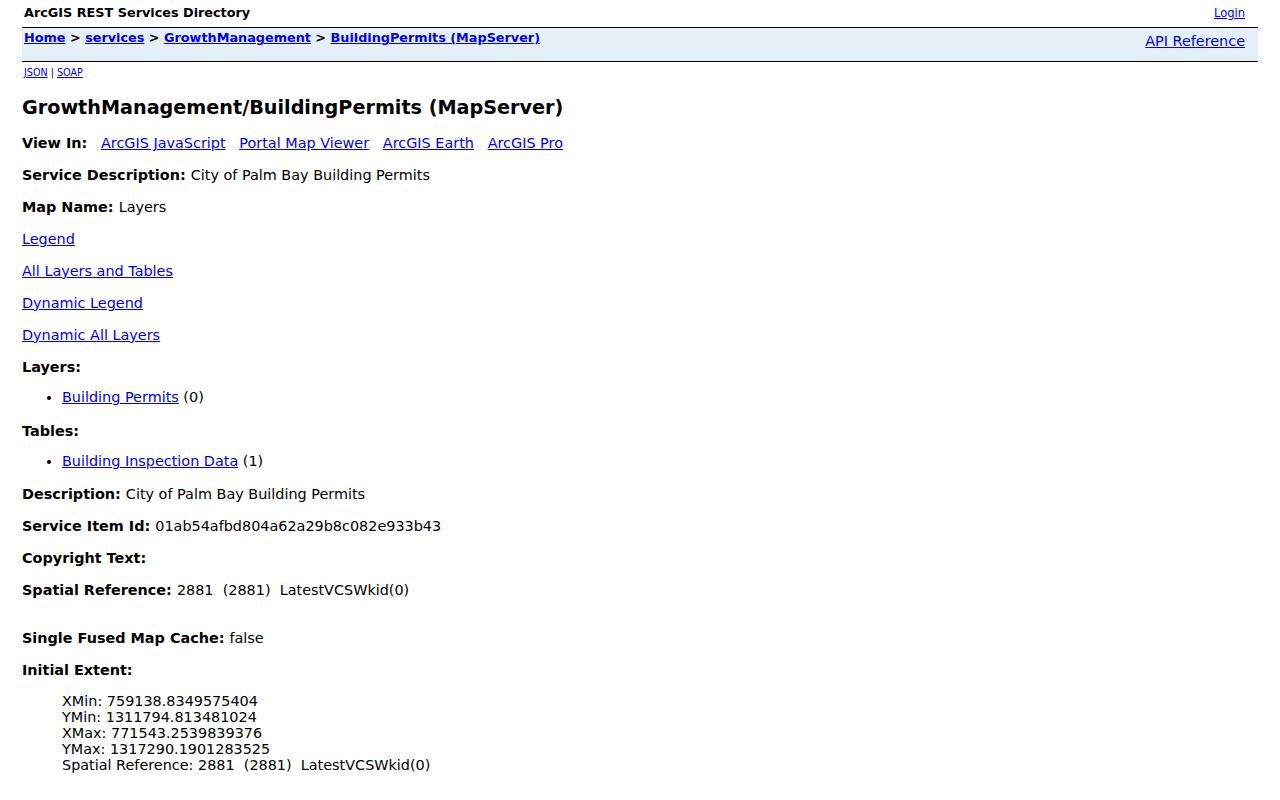 Palm Bay street directory building permit GIS